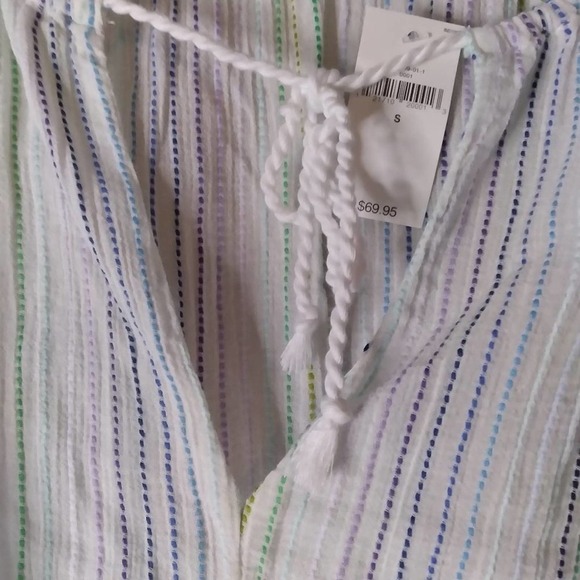 GAP White Multi Color Stitching Bell Sleeve Top - Picture 4 of 11